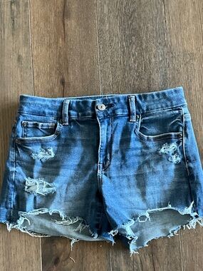American Eagle Outfitters Distressed Blue Denim Shorts